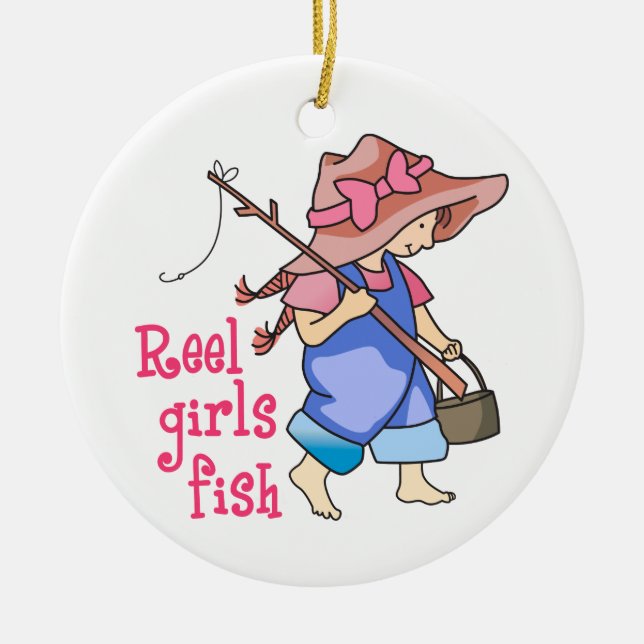 Ornamento De Cerâmica Reel Girls Fish (Frente)