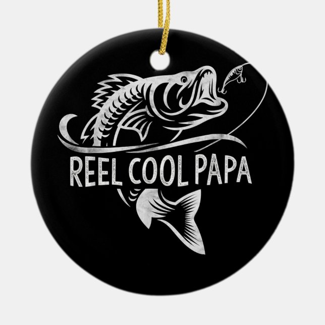 Ornamento De Cerâmica Reel Legal Papa Pai de pesca Dia de os pais (Frente)