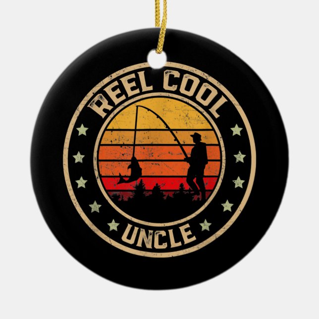 Ornamento De Cerâmica Reel Legal Tio Pescador Dia de Pesca (Frente)