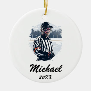 Ornamento De Cerâmica Referência Moderna de Hóquei em Gelo Personalizada