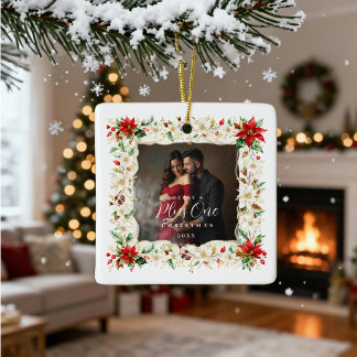 Ornamento De Cerâmica Refined Exquisite Floral Christmas Frame Holiday