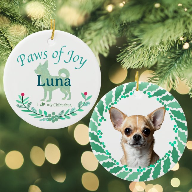 Ornamento De Cerâmica Refined Mint Chihuahua | Personalized Christmas (Criador carregado)