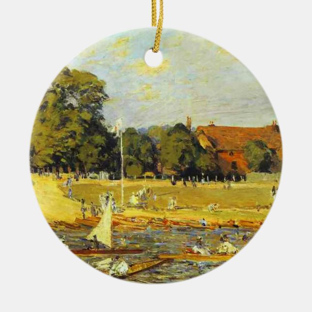 Ornamento De Cerâmica Regata em Hampton Court Alfred Sisley Poster (Frente)