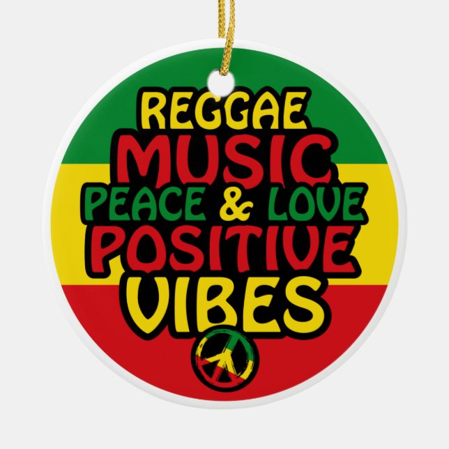 Ornamento De Cerâmica Reggae design com aspas positivas e sinalizador re (Frente)