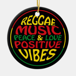 Ornamento De Cerâmica Reggae Music com afirmações e citações positivas