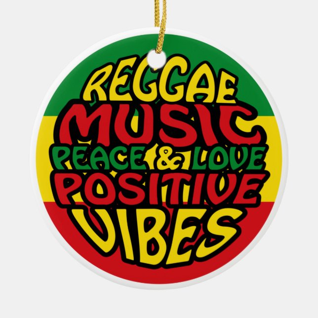 Ornamento De Cerâmica Reggae Music com afirmações positivas (Frente)