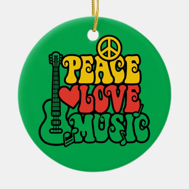 Ornamento De Cerâmica Reggae Peace Love Music (Frente)