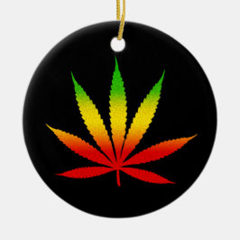 Ornamento De Cerâmica Reggae Rasta Leaf Jamaican Round Ornament