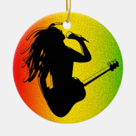 Ornamento De Cerâmica Reggae Rastafarian - Ornament redondo padrão