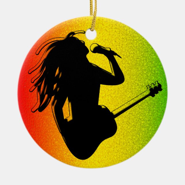 Ornamento De Cerâmica Reggae Rastafarian - Ornament redondo padrão (Frente)