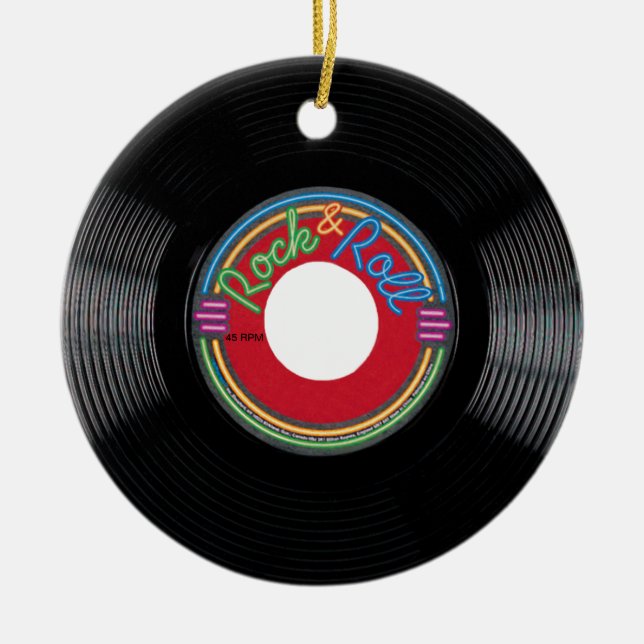 Ornamento De Cerâmica Registro Rock and Roll de 45 rpm (Frente)