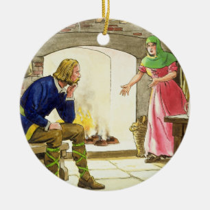 Ornamento De Cerâmica Rei Alfred (849-99) que queima os bolos, 'da