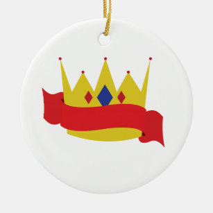 Ornamento De Cerâmica Rei Coroa Fita