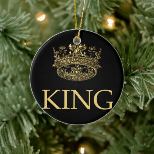Ornamento De Cerâmica Rei e Coroa Emblema Real