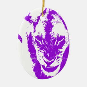 Ornamento De Cerâmica Rei roxo do leão