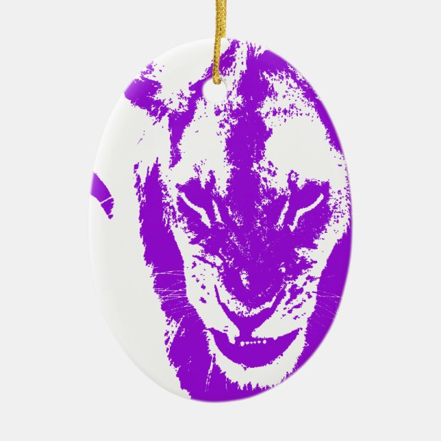 Ornamento De Cerâmica Rei roxo do leão (Frente)