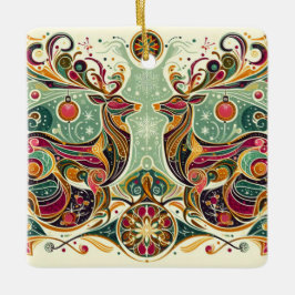 Ornamento De Cerâmica Reinador Colorido Vibrante