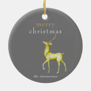Ornamento De Cerâmica Reinador Dourado de Natal Minimalista