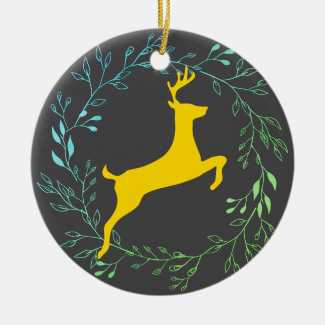 Ornamento De Cerâmica Reindeer - Blitzen (Frente)