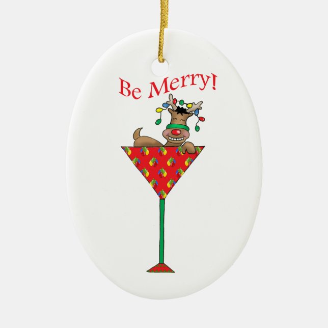 Ornamento De Cerâmica Reindeer de Tipsy-tini (Frente)