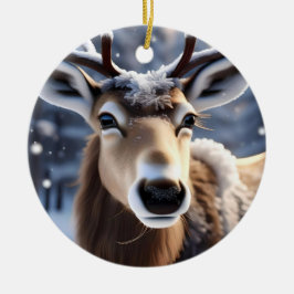 Ornamento De Cerâmica Reindeer Magic: Fechamento do Companheiro Leal de 