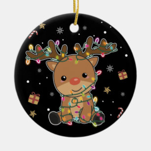 Ornamento De Cerâmica Reindeer Merry Christmas Winter Animais Deer Ceram