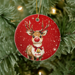 Ornamento De Cerâmica Reindeer Personalizado - Crianças Adoráveis De Gua