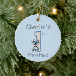 Ornamento De Cerâmica Reindeer's First Christmas!