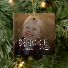 Ornamento De Cerâmica Rejoice Christian Religious Merry Christmas Photo 