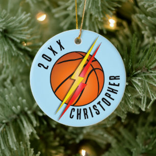 Ornamento De Cerâmica Relâmpagos Basquete Natal
