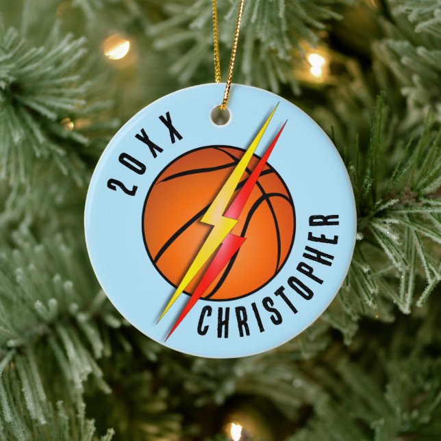 Ornamento De Cerâmica Relâmpagos Basquete Natal (Árvore)