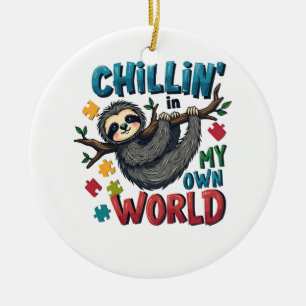 Ornamento De Cerâmica Relaxando no Meu Mundo Preguiça Conscientização so