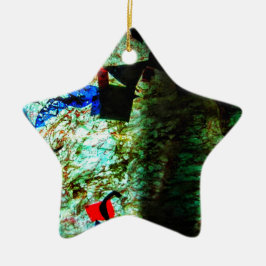 Ornamento De Cerâmica Relaxed blue texture ornament star,Dazzling calm 