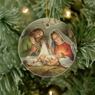 Ornamento De Cerâmica Religious Christmas Vintage Nativity Jesus Mary