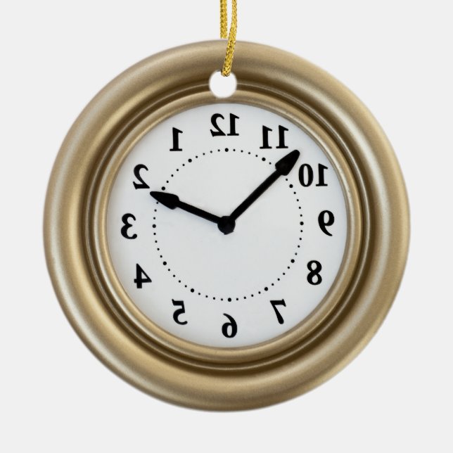 Ornamento De Cerâmica Relógio de coelho branco engraçado (Frente)