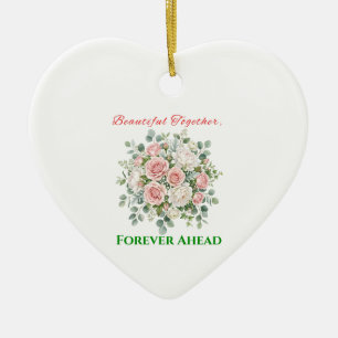 Ornamento De Cerâmica Relógio de Noiva com Flores Elegantes
