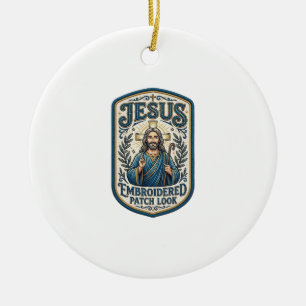 Ornamento De Cerâmica Remendo Bordado Jesus Olhe Remendo Bordado Jesus