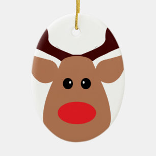 Ornamento De Cerâmica Rena cheirada vermelha do Natal
