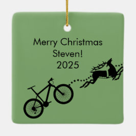 Ornamento De Cerâmica Rena de Bicicleta Divertido Papai Noel Natal