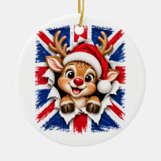 Ornamento De Cerâmica Rena de Natal Britânica