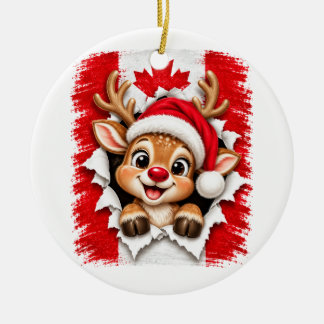 Ornamento De Cerâmica Rena de Natal Canadense