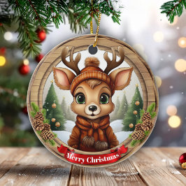 Ornamento De Cerâmica Rena de Natal com Galhadas Decoração de Personagem