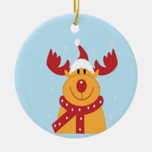 Ornamento De Cerâmica rena de Natal em azul