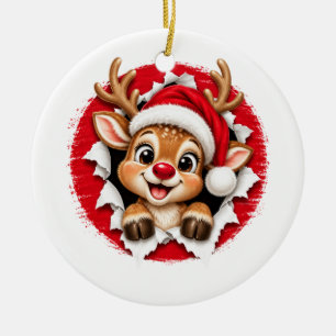 Ornamento De Cerâmica Rena de Natal Japonesa