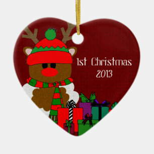 Ornamento De Cerâmica Rena e presentes do Natal