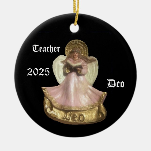 ORNAMENTO DE CERÂMICA RENAISSANCE DEO ANGEL PARA PROFESSOR 2025 (Frente)