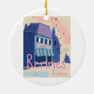 Ornamento De Cerâmica Rennes França desenho animado vintage