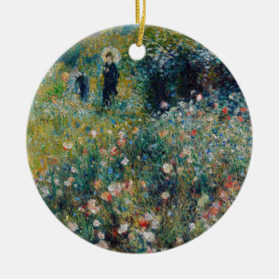 Ornamento De Cerâmica Renoir - Mulher com Guarda-Sol num Jardim