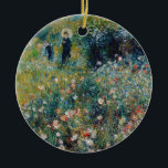 Ornamento De Cerâmica Renoir - Mulher com Parasol num Jardim<br><div class="desc">Mulher com Parasol em Jardim (Femme avec parasol dans un jardin) - Pierre-Auguste Renoir,  Oil on Canvas,  1875</div>