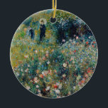 Ornamento De Cerâmica Renoir - Mulher com Parasol num Jardim<br><div class="desc">Mulher com Parasol em Jardim (Femme avec parasol dans un jardin) - Pierre-Auguste Renoir,  Oil on Canvas,  1875</div>